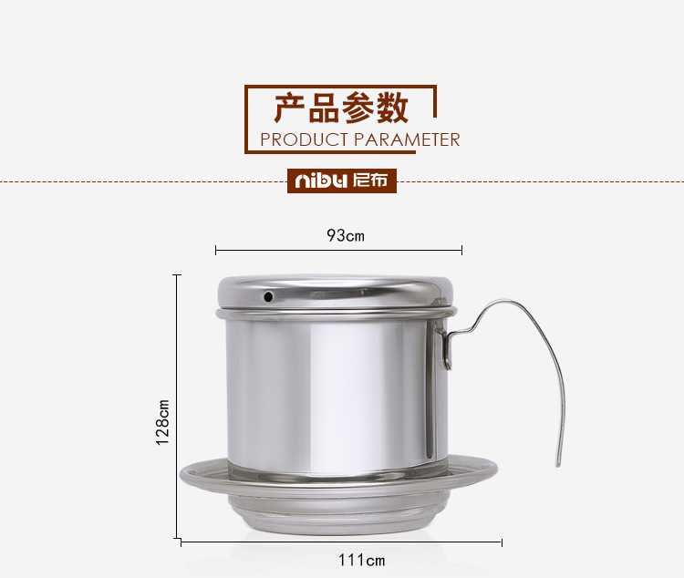 Nibu Việt nhỏ giọt nồi inox 304 hộ gia đình pha cà phê Dụng cụ pha cà phê Bình mạ vàng Việt Nam phin pha cafe inox