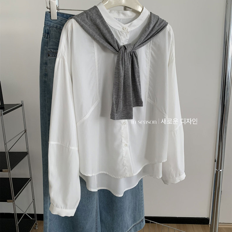 In Season - Women's Autumn Korean Style Retro Old Money Style Round Neck Shirt Dsq-26004 Shirt