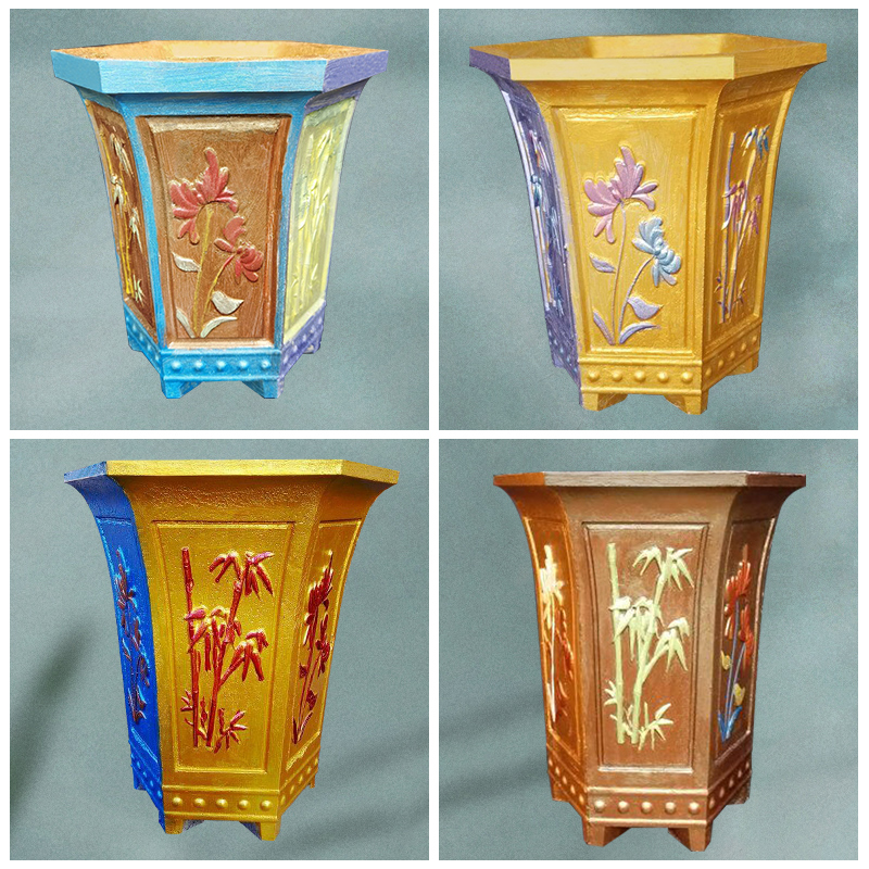 Cement flower pot mold plastic succulent potted European-style bonsai cast-in-place model orchid hexagonal mold trumpet homemade