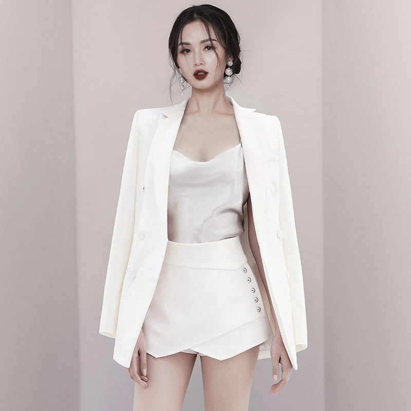 Thai Chaoty OL Temperament Suit Skirt White collar Body Suit High Waist Casual Short Skirt Pants Two Suits women-Taobao