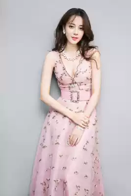 Thai Tide brand sexy V-neck high waist pink floral embroidered dress very fairy dress travel holiday dress