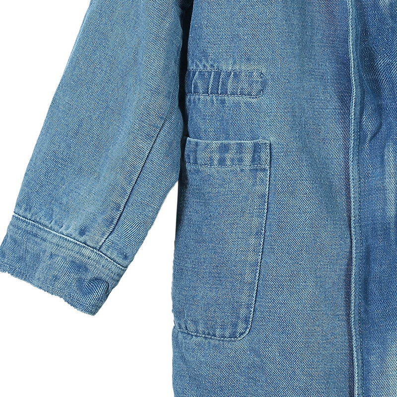 Jiangnan vải vải mùa thu giảm giá vải mới nam và nữ thư trở lại thiết kế denim jacket trẻ em trẻ em đội mũ trùm đầu.