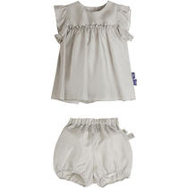 Silk suit] New style Jiangnan cloth baby ruffled tops shorts girls baby summer jnbybyjnby