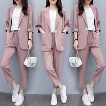 Net red small suit fashion jacket womens 2021 summer new Korean version loose casual wild thin suit suit