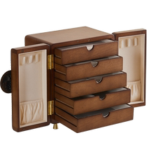 Solid wood jewelry box storage box high-end and exquisite large-capacity box necklace ring earrings ear studs bracelet jewelry box