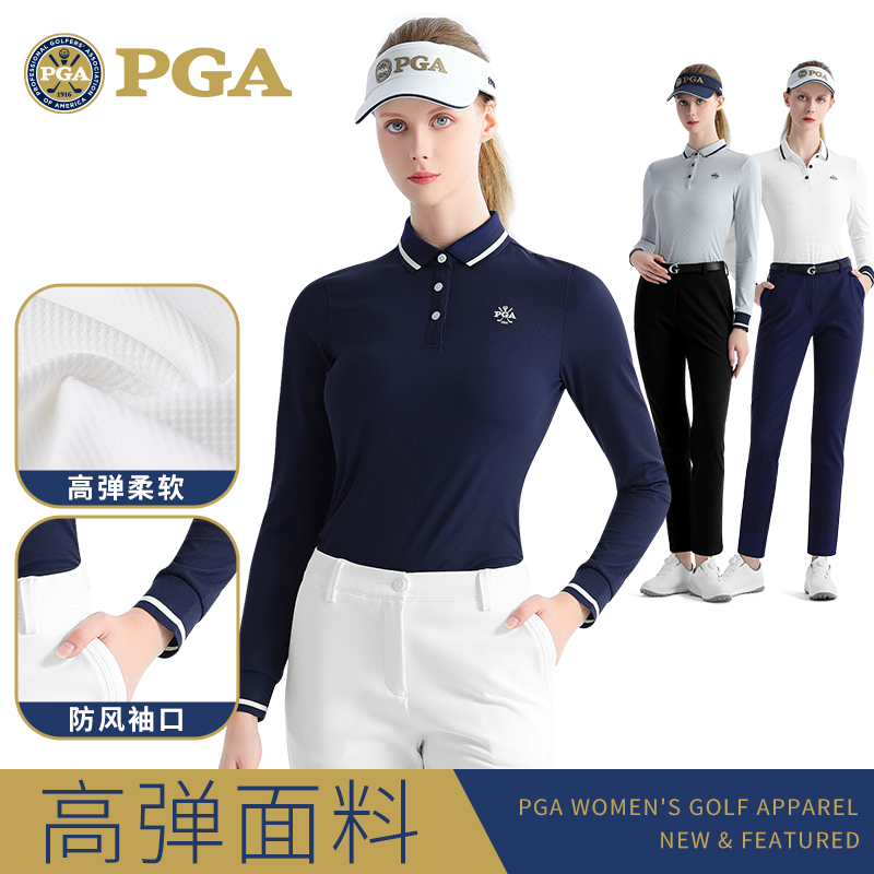 【2 Pieces 50% off 】American Pga Golf Women's Summer Polo Long-Sleeve T-Shirt Women's Pants Top Long Pants Clothing