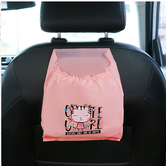 Green Xiaotu Car Garbage Bag Sticky Traceless Car Cleaning Bag Folding Car Hanging Trash Can Car Supplies