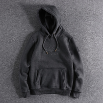 Personality simple velvet hooded sweater jacket Autumn and winter three-dimensional letter embroidery youth hoodie top men