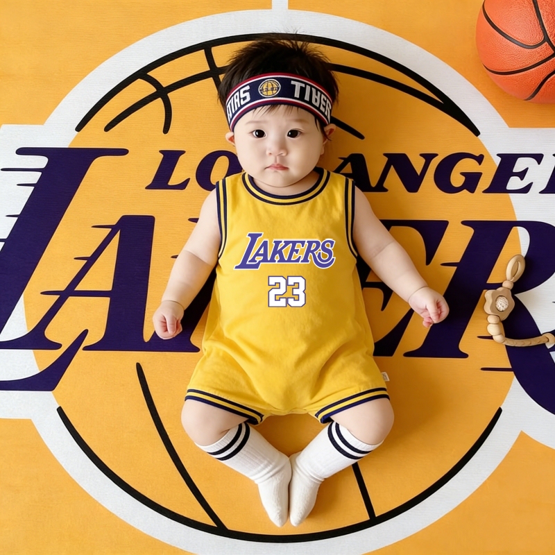 Newborn Baby Jumpsuit, Summer Thin Vest, Sleeveless Jersey Suit, Baby Boy Summer Basketball Uniform, Super Cute