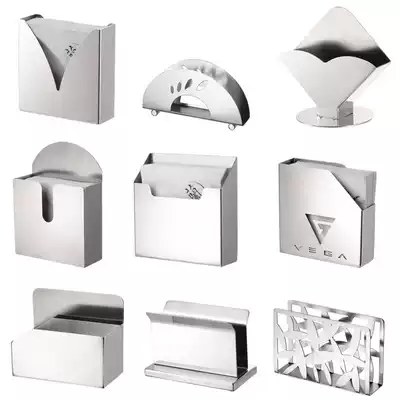 Creative stainless steel tissue rack dining room desktop vertical tissue holder menu Napkin Holder Holder custom printed logo