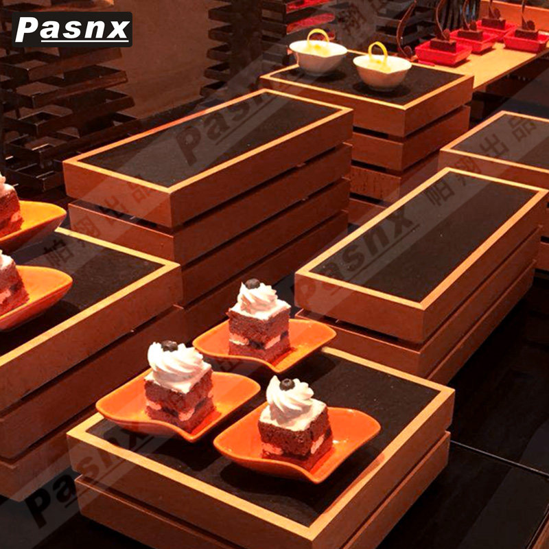 Chinese dessert display frame cold meal cafeteriaSushi cake snack tea rest wooden