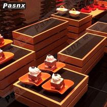 Chinese dessert table display stand decoration Cold dinner buffet table Sushi cake snack tea break table Wooden