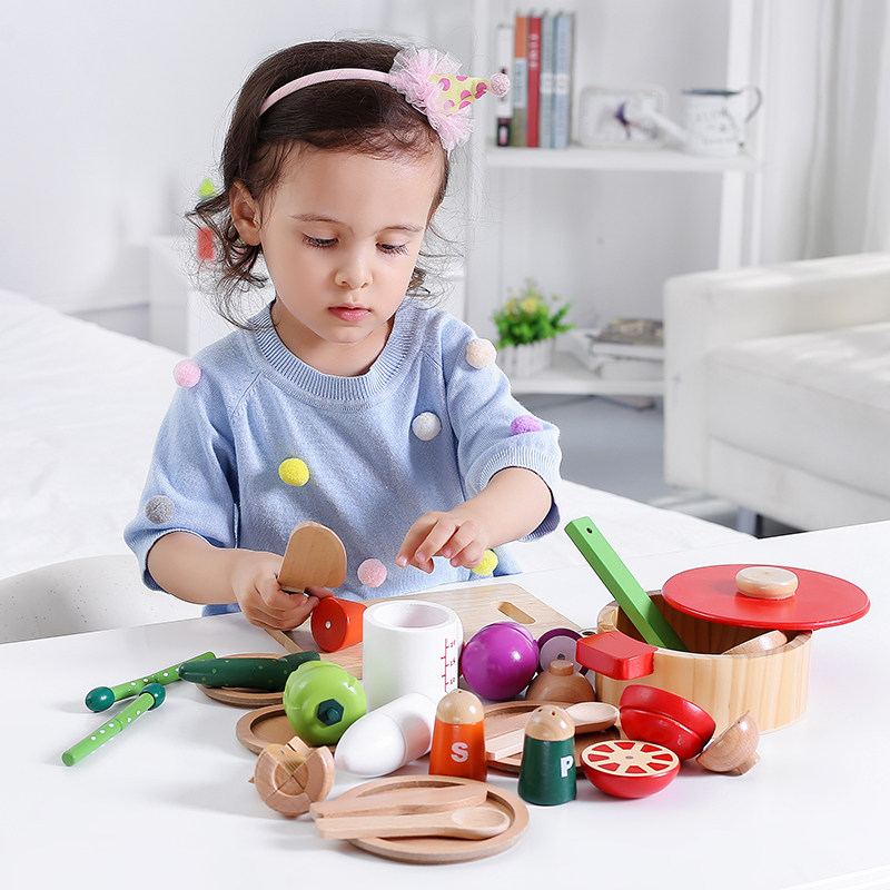 Children cut fruit and vegetables wooden toys to watch the fun-dress home kitchen package baby girl boy