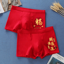 Pildan two-pack red underwear Male life year Ox year Ox pure cotton wedding red mens boxer shorts