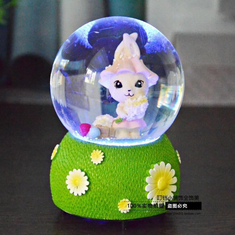 哆 啦 Một giấc mơ pha lê bóng âm nhạc music box xoay bông tuyết đồ trang trí trẻ em bạn gái món quà sinh nhật sáu một