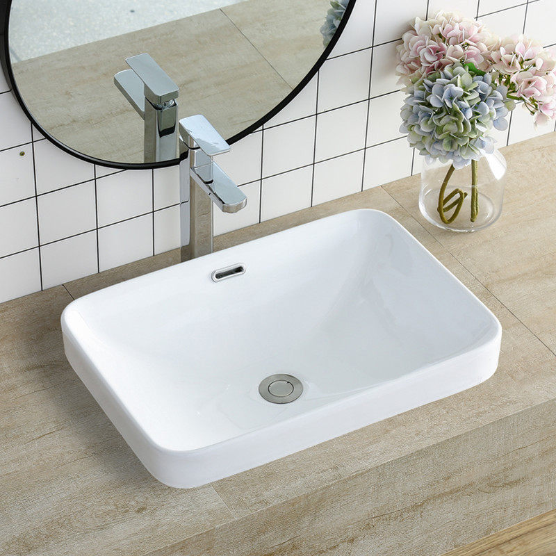 Semi-embedded Taichung basin washbasin embedded washbasin bathroom balcony semi-buried small basin on-counter basin