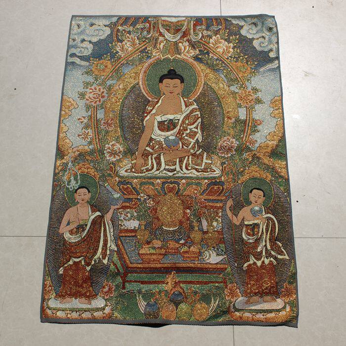 29 Donka decoration hanging painting Tibetan Buddhist statues Guanyin Buddha's Sakyamuni Buddha portrait Wenshu Pisa Xuanguan Living room weaver painting