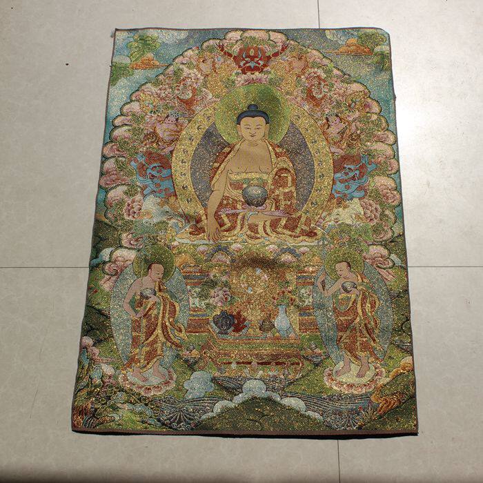 05 Donka decoration hanging painting Tibetan Buddhist statues Guanyin Buddha's Sakyamuni Buddha portrait Wenshu Pisa Xuanguan Living room weaver painting