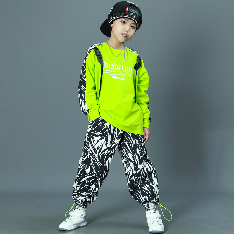 Spring and Autumn Hip Hop Boys Street Dance Clothes Long Sleeve Children's Catwalk Clothes Girls Jazz Dance Clothes Drum Performance Clothes Tide