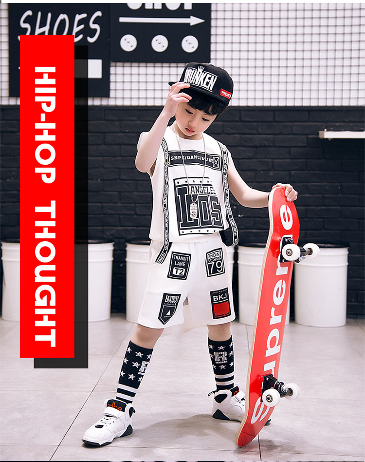 Quần áo nhảy đường phố hip-hop, quần áo khiêu vũ jazz Chaobao, trống trẻ em, trang phục, mẫu giáo, quần áo biểu diễn catwalk đầm đẹp cho be gái 7 tuổi