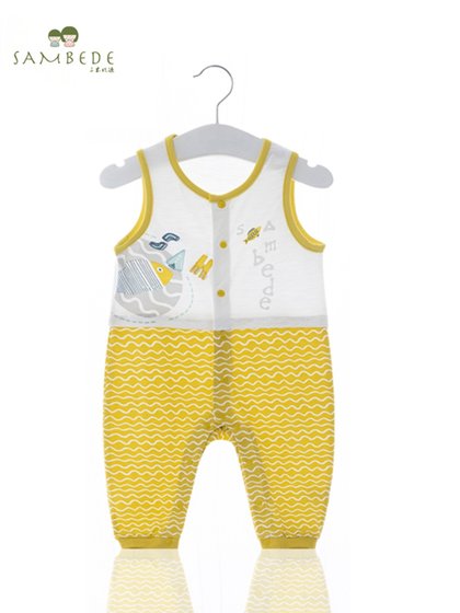 婴儿童连身衣背心长裤连体衣夏季薄款男宝宝卡通哈衣爬服A类