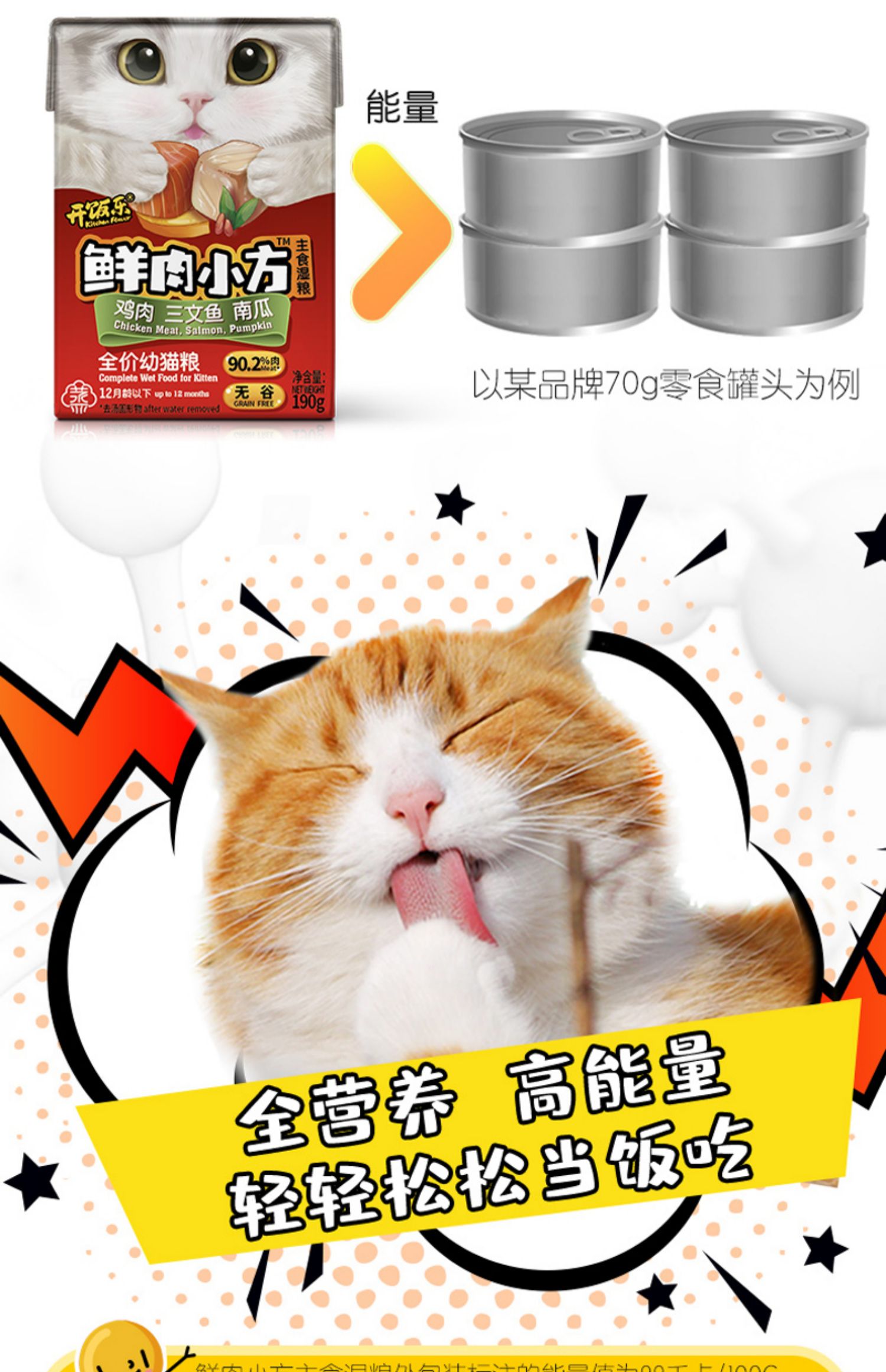 Mèo mở thức ăn ướt thịt tươi vuông nhỏ 190g mèo đóng hộp mèo thành mèo chủ yếu thực phẩm ăn nhẹ dinh dưỡng - Đồ ăn nhẹ cho mèo đồ ăn vặt cho mèo