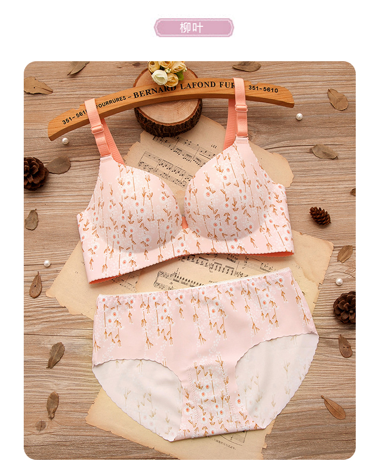 Một mảnh liền mạch không có vành nhỏ áo ngực tập hợp in áo ngực gợi cảm thiết lập ít phụ nữ dày phần set đồ lót đẹp