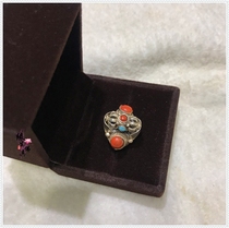  Yuansheng Buddha Nepal 925 sterling silver nine-strand pestle inlaid with gemstone ring Rotatable ring Adjustable live ring