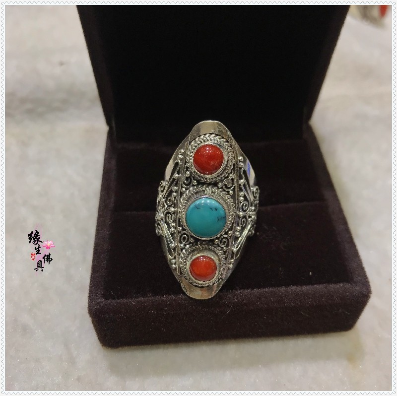 Native Buddhist Tool Nepal 925 pure silver - set ring ring can be adjusted for size living ring