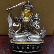 The fate of the Buddha Nepal imported pure handmade 7-inch copper gilt and silver Manjusri Bodhisattva
