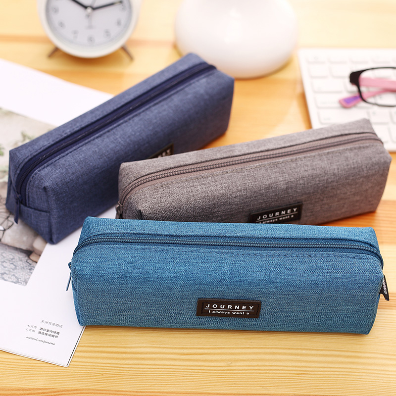 Deli high school junior high school students with canvas pen bag Simple stationery bag male and female students pen box Korean version pencil bag Korean college students and primary school students cute creative small portable fabric pen box Children