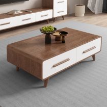 Munidan Nordic wood coffee table small apartment modern simple living room tea table white wax tea table TV cabinet