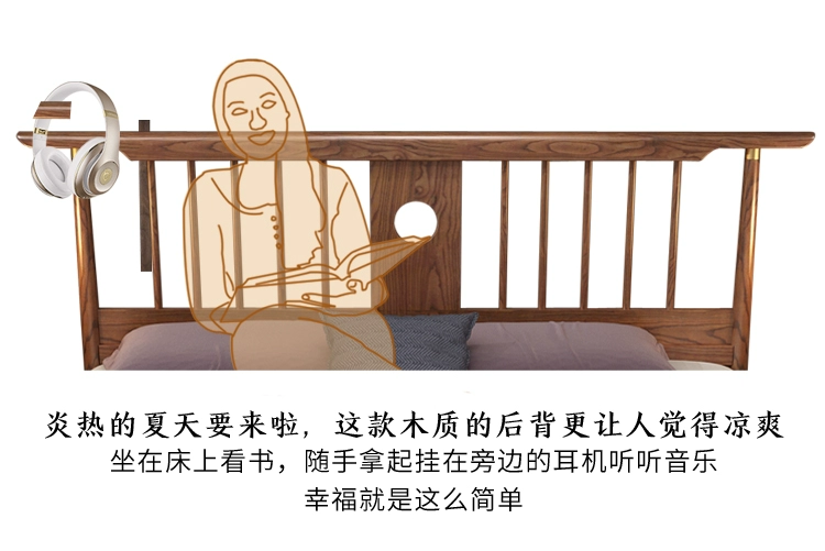 Munnesdan Mới Trung Quốc tro gỗ giường Bắc Âu tối giản phòng ngủ chính nhà 1,8 mét giường đôi cao - Giường giường nhựa cho bé