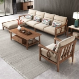 Ткань, диван, комплект из натурального дерева для гостиной, китайский стиль, простой и элегантный дизайн