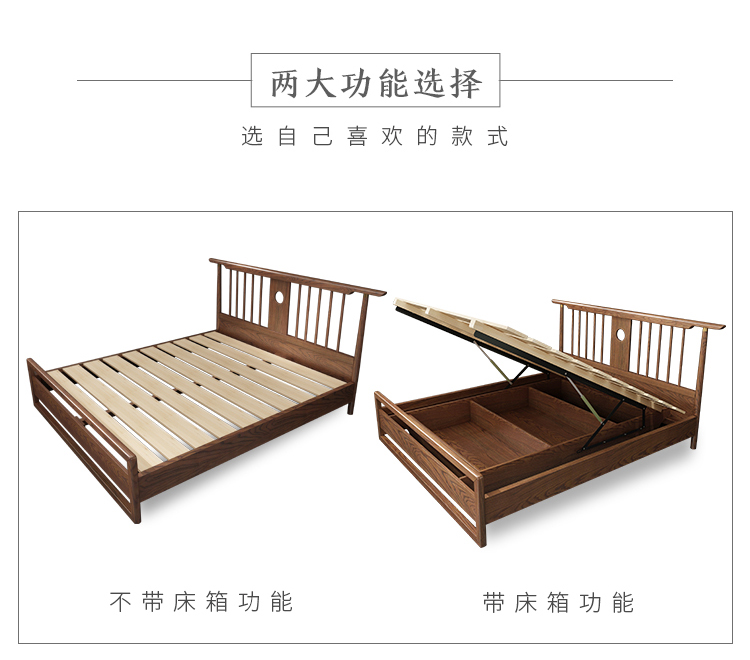Munnesdan Mới Trung Quốc tro gỗ giường Bắc Âu tối giản phòng ngủ chính nhà 1,8 mét giường đôi cao - Giường giường ngủ giá rẻ