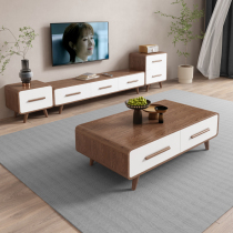 Munidan Nordic TV cabinet modern simple small apartment living room floor cabinet solid wood coffee table TV cabinet combination