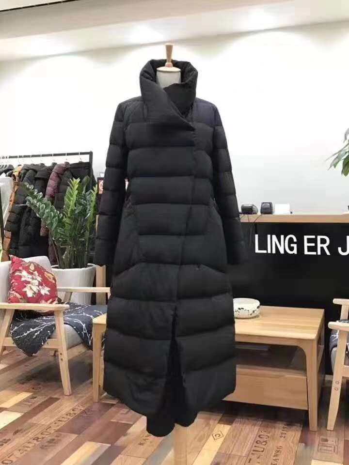 Off-season broken code thickened down jacket women's slim fit and thin fashion over-the-knee mid-length version thickened warm winter coat women