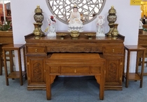 Huanghuali dark Walnut color Buddha Hall table Solid wood table for Taiwan Buddha Incense case for God case