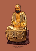 Haixin Buddha stately Buddha statue Taiwan pure copper hand-affixed gold meditation Arhat Happy Arhat Laughing lion Arhat