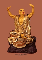 Haixin Buddha stately Buddha statue Taiwan pure copper hand-affixed gold Fuhu Arhat drop dragon Arhat Probe hand Arhat