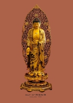 Haixin Buddha stately Buddha statue Taiwan pure copper positive copper hand-affixed gold Amitabha Buddha potential to Guanshiyin Bodhisattva