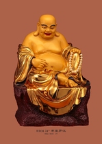 Haixin Buddha stately Buddha statue Taiwan pure copper hand-affixed gold cloth bag Arhat long eyebrow Arhat look at Monrohan
