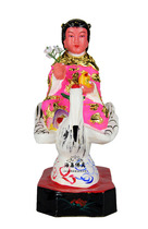 Haixin Buddha stately Buddha statue handmade camphor wood carving Taiwan paint line color Jin Qing Gu Xian Gu driving crane 10 inches