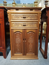 Haixin Chinese wood color elm carved gold relief Lotus pull cabinet Zonghan table God table for table for table 68