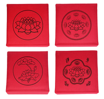 High-grade solid wood worship pad Elegant linen surface Lotus worship Buddha kneeling pad worship chair worship stool Linen red