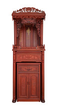 Haixin Taiwan high-grade Shenlou Shrine Red pear old paint wood color cylindrical carved Buddha cabinet 68 wide