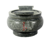 Haixin Buddha furniture Buddha Hall Temple supplies Bluestone carved double dragon stone incense burner Bluestone incense burner