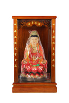 Haixin Buddha solid wood wood color tempered Glass niches Buddha Light hanging niches Wall cabinet 32 cm glass niches