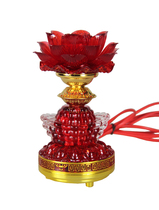  Haixin Buddha LED red crystal glass music Lotus candle Guanyin Lamp Lotus lamp Buddha front lamp