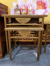 Haixin simple Japanese-style wood color high-grade teak relief lotus copper foot god table for table for table 108